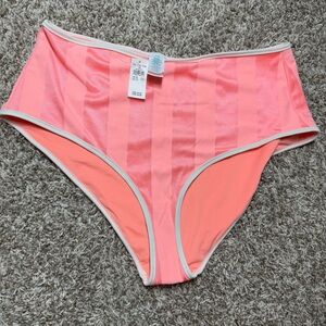 Aerie High-Waist Shine Bikini Bottom Coral Crush